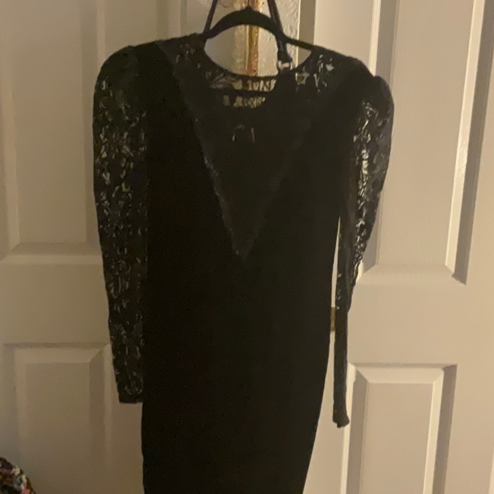 80s vintage velvet black dress